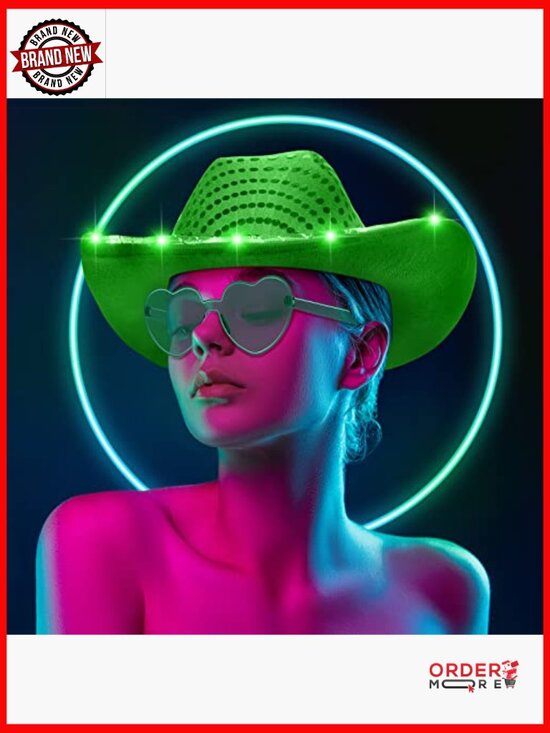Light Up LED Cowboy Hat Set with Sunglasses for Costume Parties main image 5
